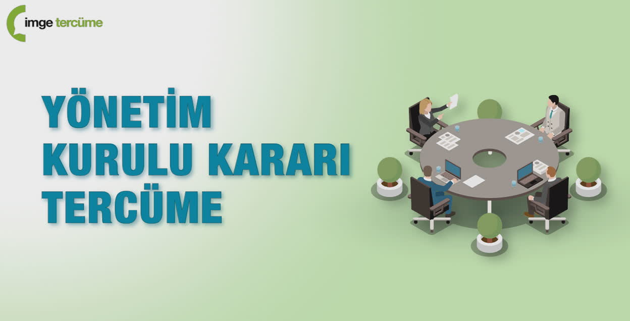 Yönetim Kurulu Kararı Tercüme